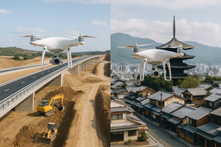 Drones topografía Japón y en España