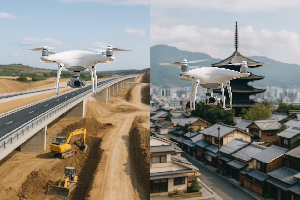 Drones topografía Japón y en España